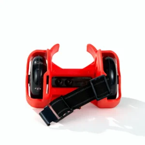 Red Skate Buds strap-on heel skates with LED wheels, adjustable straps, and tools for kids, teens, and adults.